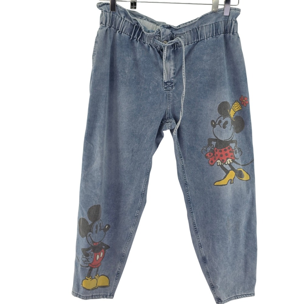 Disney Her Universe Jeans Womens 2X Blue Mickey Minnie Mouse Paperbag Graphic